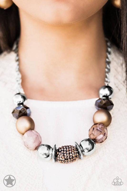 A Warm Welcome - Brown & Copper Blockbuster Necklace - Paparazzi Accessories - GlaMarous Titi Jewels