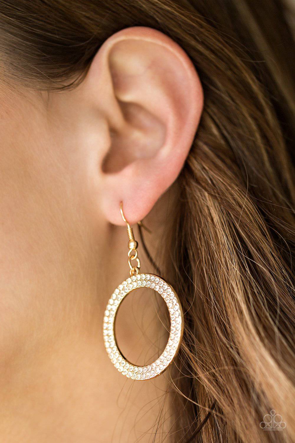 Bubbly Babe - Gold Rhinestone Earrings - Paparazzi Accessories - GlaMarous Titi Jewels