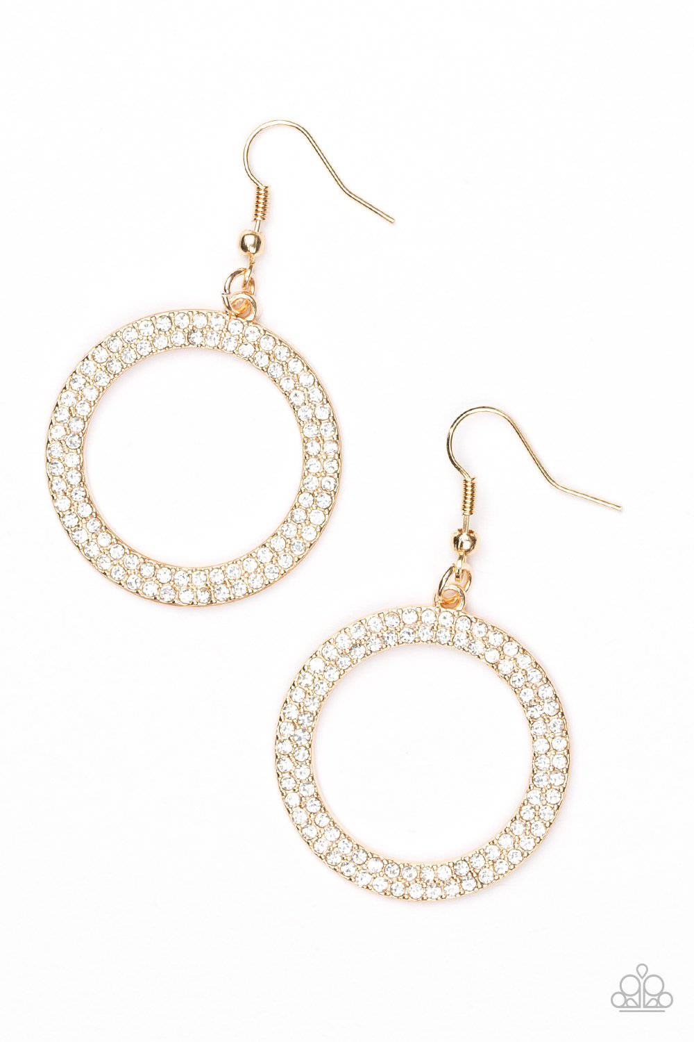 Bubbly Babe - Gold Rhinestone Earrings - Paparazzi Accessories - GlaMarous Titi Jewels
