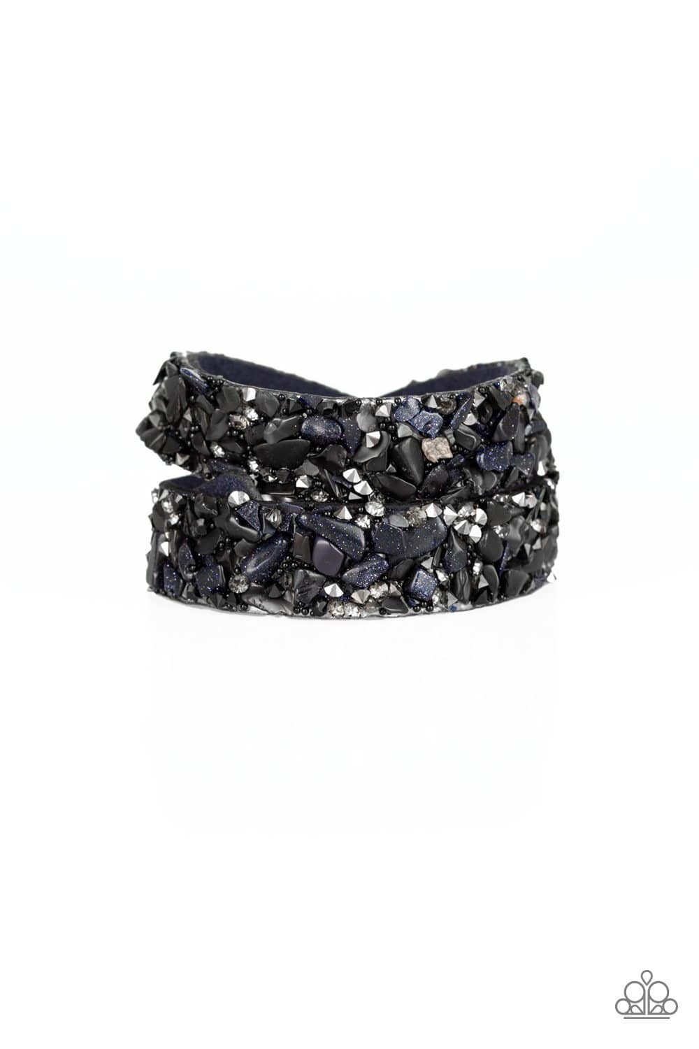 CRUSH Hour - Blue Crushed Rock Wrap Bracelet - Paparazzi Accessories - GlaMarous Titi Jewels