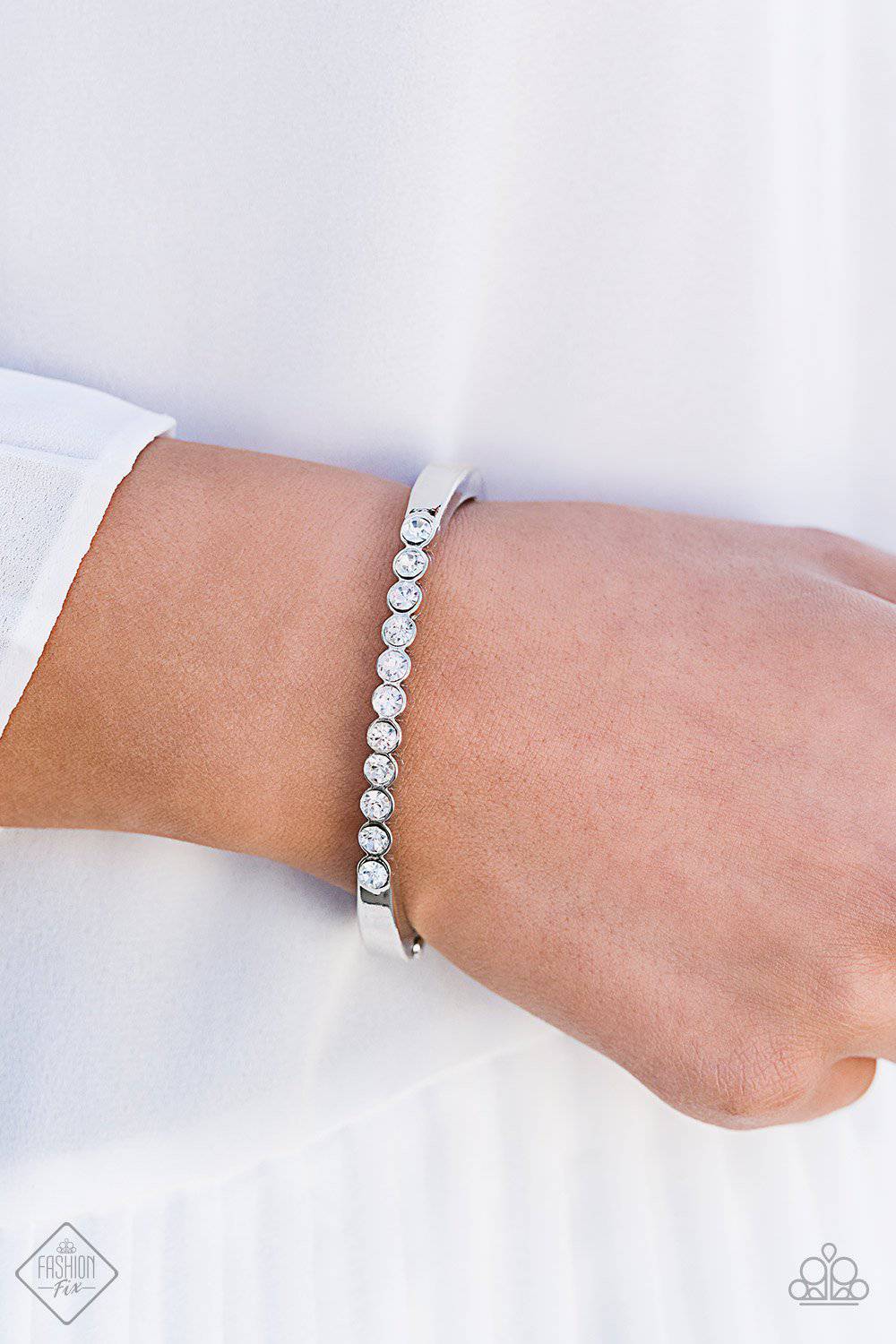 Totally Trillionaire - White Rhinestone Bracelet - Paparazzi Accessories - GlaMarous Titi Jewels