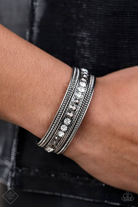 Empress Etiquette - Silver Hematite Rhinestone Cuff Bracelet - Paparazzi Accessories - GlaMarous Titi Jewels
