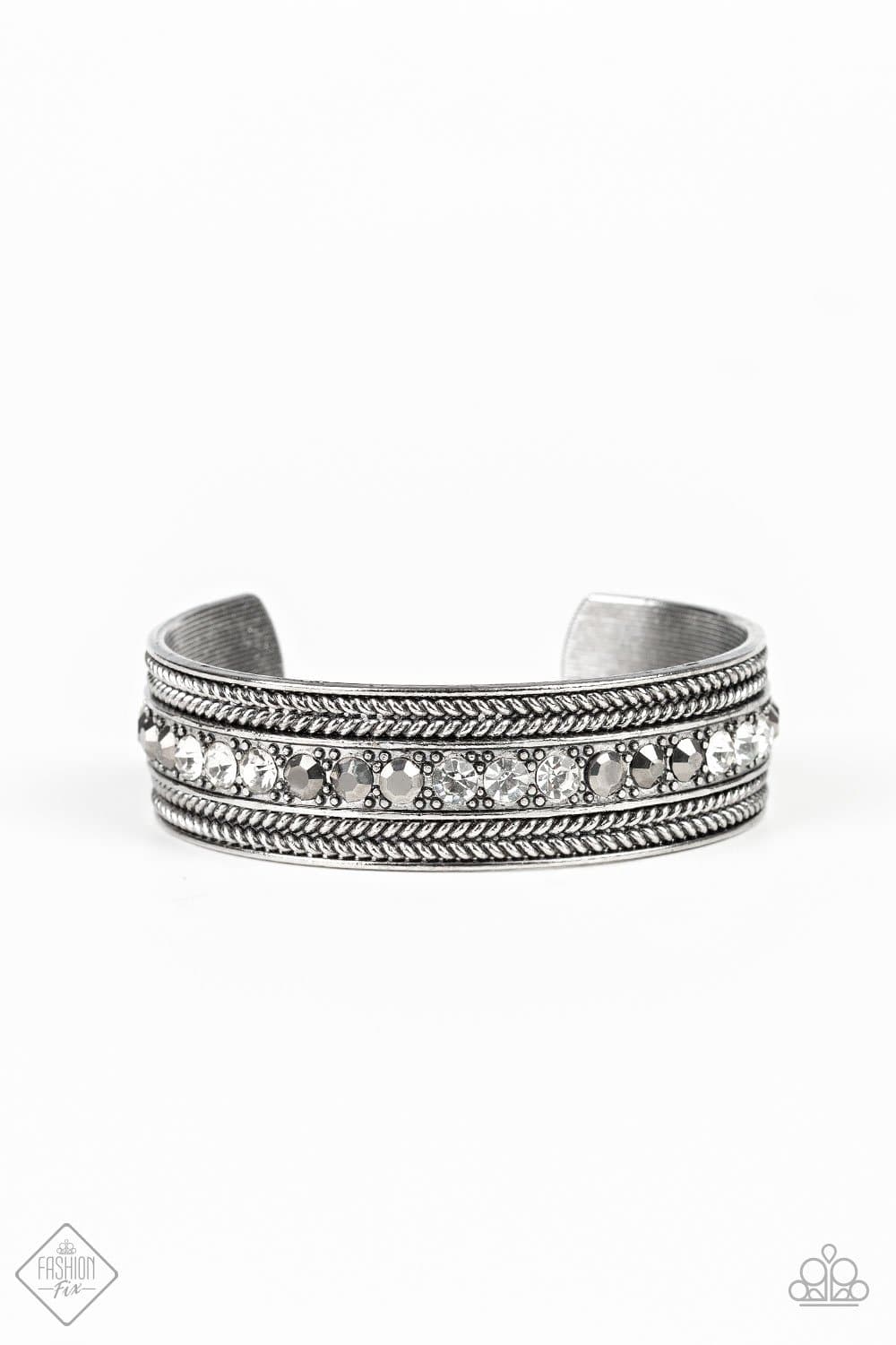 Empress Etiquette - Silver Hematite Rhinestone Cuff Bracelet - Paparazzi Accessories - GlaMarous Titi Jewels