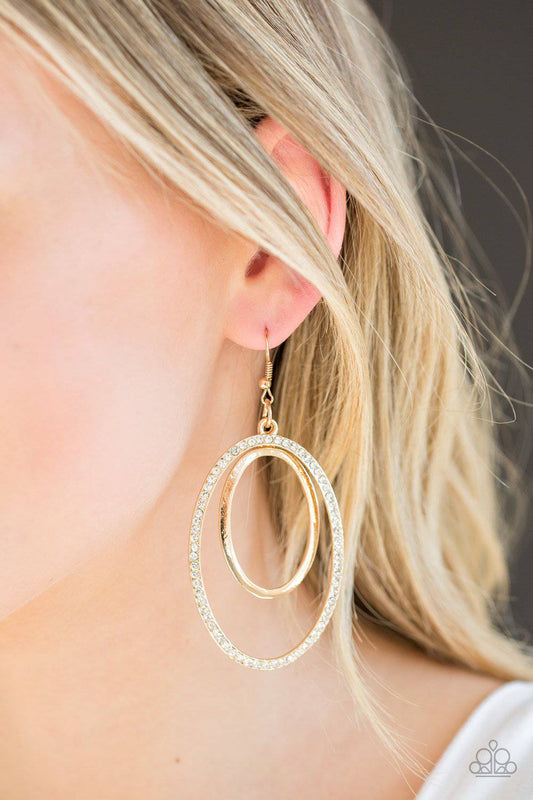 Wrapped In Wealth - Gold and Rhinestone Earrings - Paparazzi Accessories - GlaMarous Titi Jewels