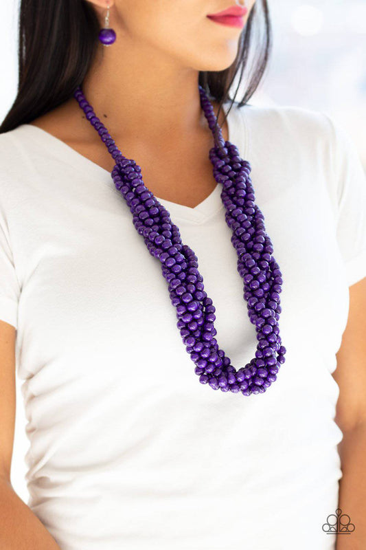 Tahiti Tropic - Purple Wooden Necklace - Paparazzi Accessories - GlaMarous Titi Jewels