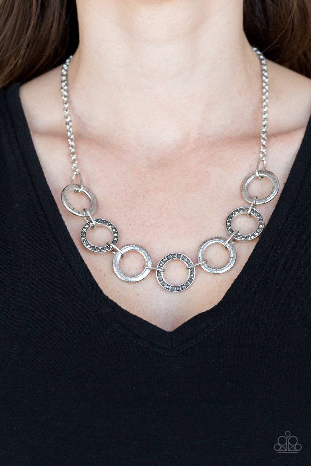 Modern Day Madonna - Silver Hematite Rhinestone Necklace - Paparazzi Accessories - GlaMarous Titi Jewels