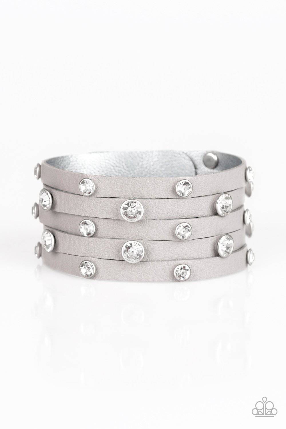 Rhinestone Reputation - Silver and Rhinestone Wrap Bracelet - Paparazzi Accessories - GlaMarous Titi Jewels
