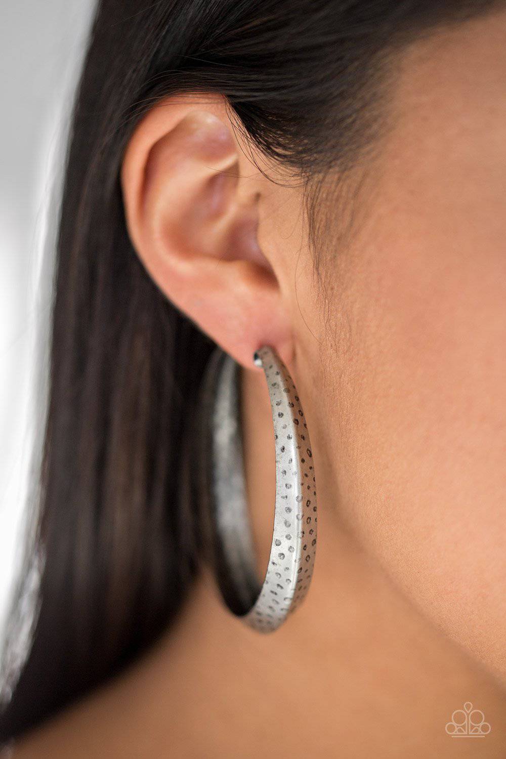 Jungle To Jungle - Silver Hoop Earrings - Paparazzi Accessories - GlaMarous Titi Jewels