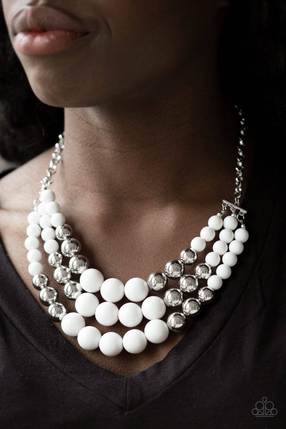 Dream Pop - White & Silver Necklace - Paparazzi Accessories - GlaMarous Titi Jewels