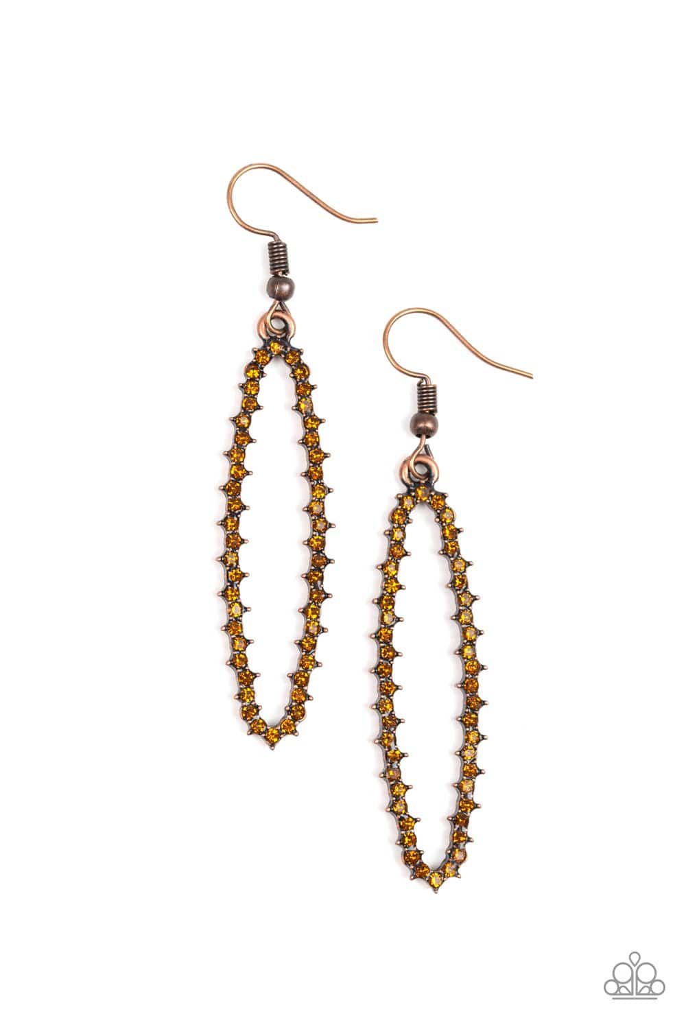 A Little GLOW-mance - Copper Rhinestone Earrings - Paparazzi Accessories - GlaMarous Titi Jewels