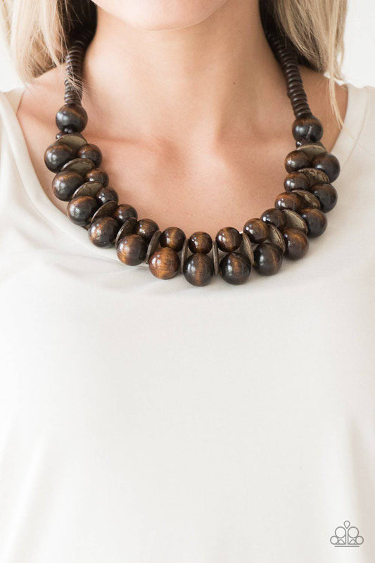 Caribbean Cover Girl - Brown Wood Necklace - Paparazzi Accessories - GlaMarous Titi Jewels