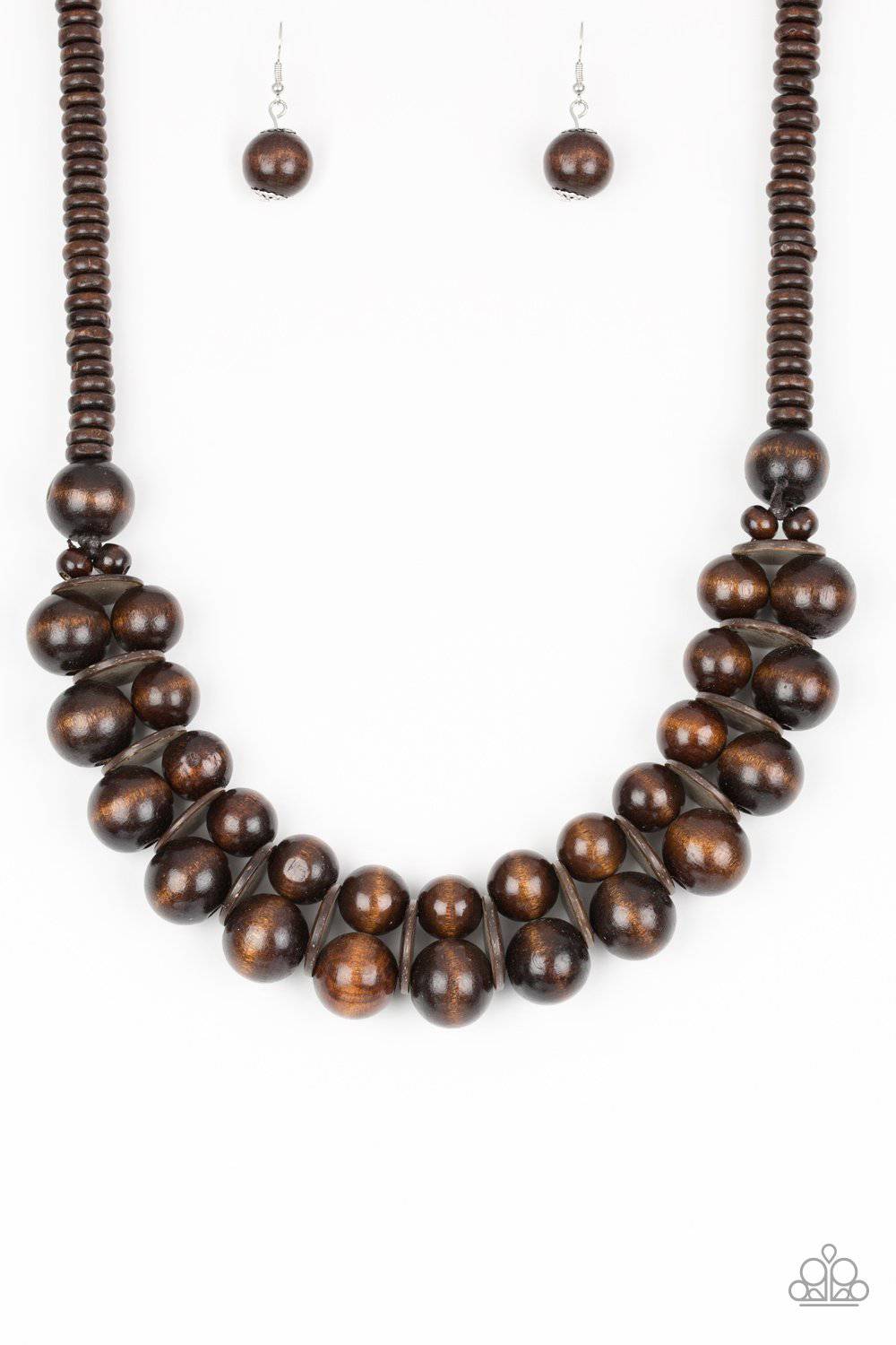 Caribbean Cover Girl - Brown Wood Necklace - Paparazzi Accessories - GlaMarous Titi Jewels
