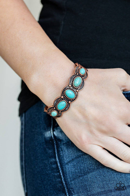 Desert Farer - Copper & Turquoise Cuff Bracelet - Paparazzi Accessories - GlaMarous Titi Jewels