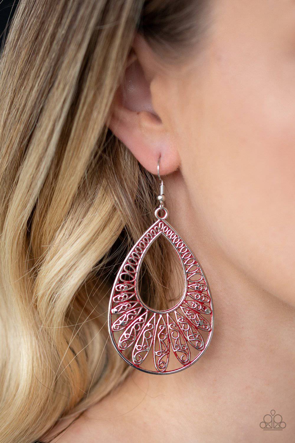 Flamingo Flamenco - Red Teardrop Earrings - Paparazzi Accessories - GlaMarous Titi Jewels