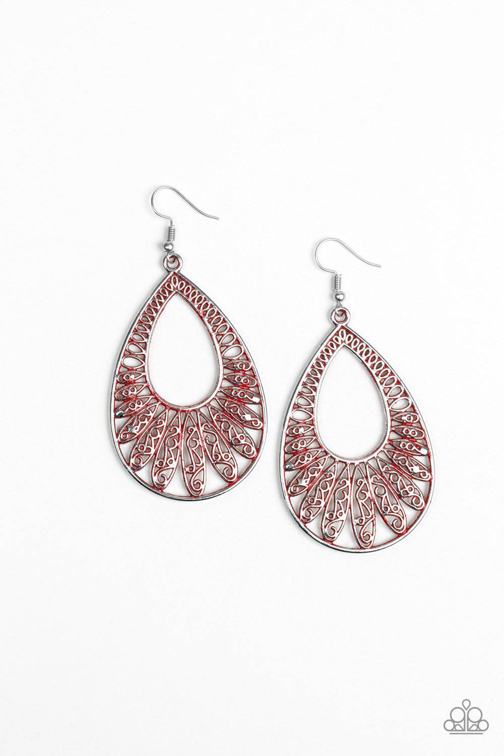 Flamingo Flamenco - Red Teardrop Earrings - Paparazzi Accessories - GlaMarous Titi Jewels