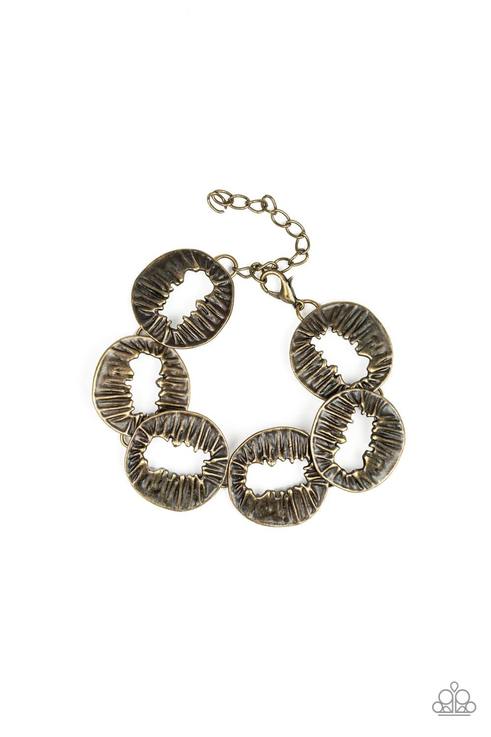 Cut It Out! - Brass Textured Discs Bracelet - Paparazzi Accessories - GlaMarous Titi Jewels