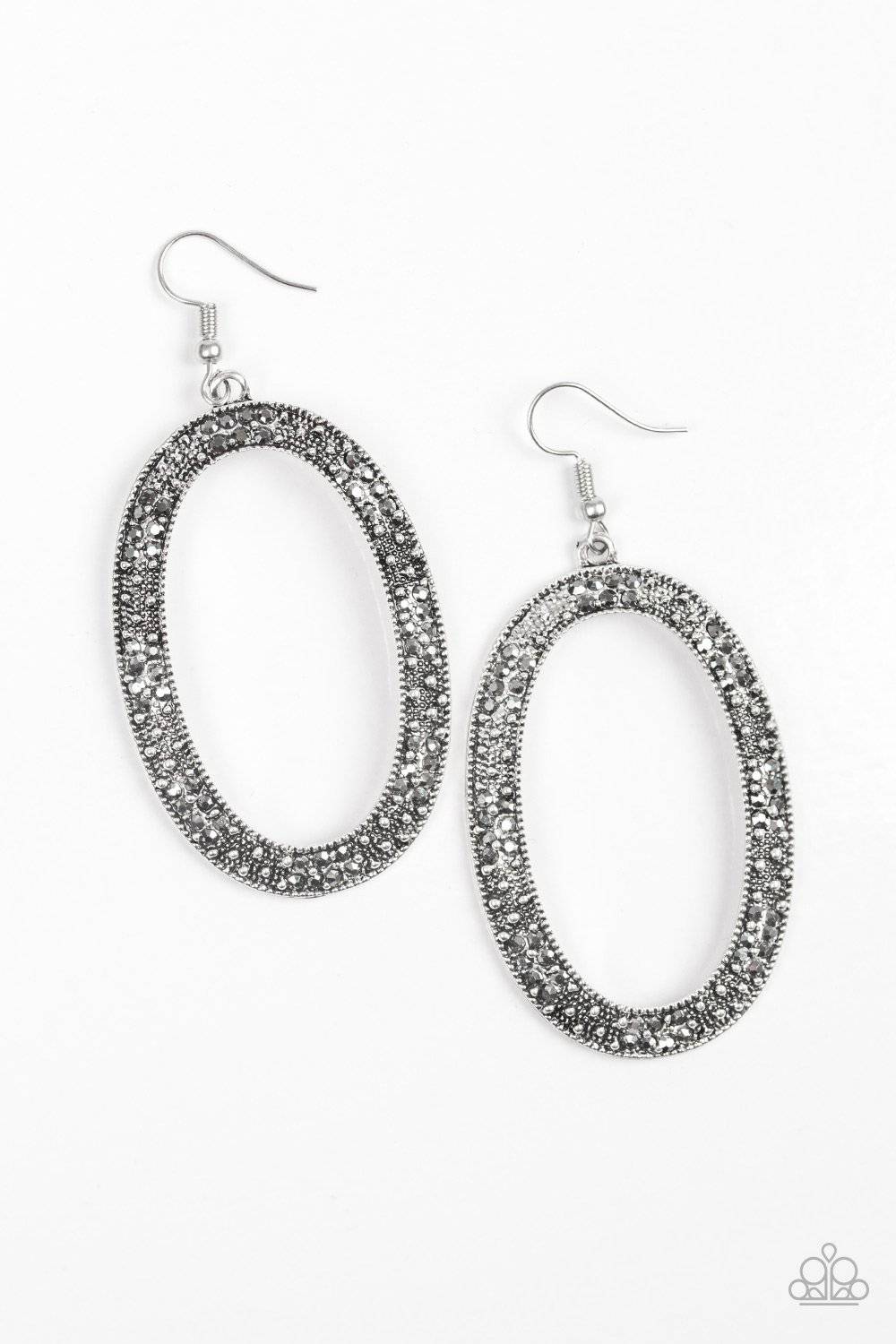 Rhinestone Rebel - Silver Rhinestone Earrings - Paparazzi Accessories - GlaMarous Titi Jewels