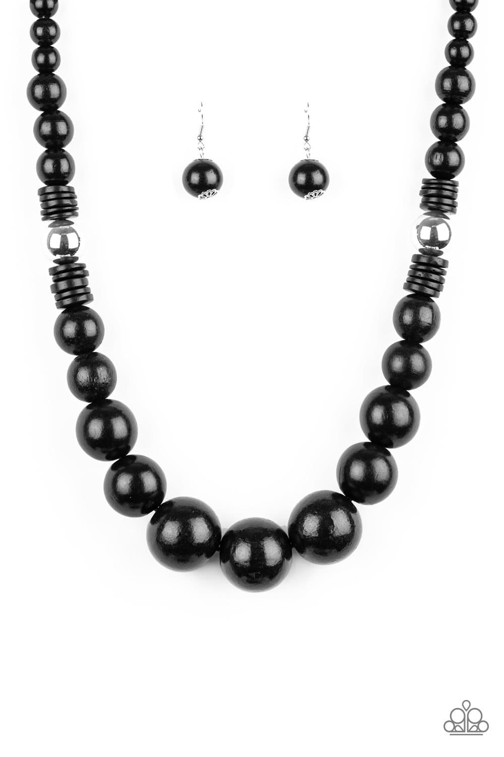 Panama Panorama - Black Wooden Necklace - Paparazzi Accessories - GlaMarous Titi Jewels