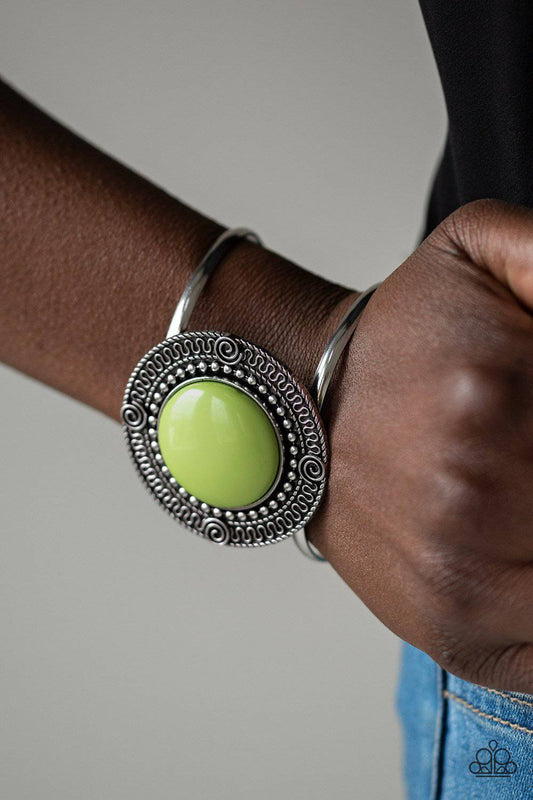 Tribal Pop - Green Cuff Bracelet - Paparazzi Accessories - GlaMarous Titi Jewels