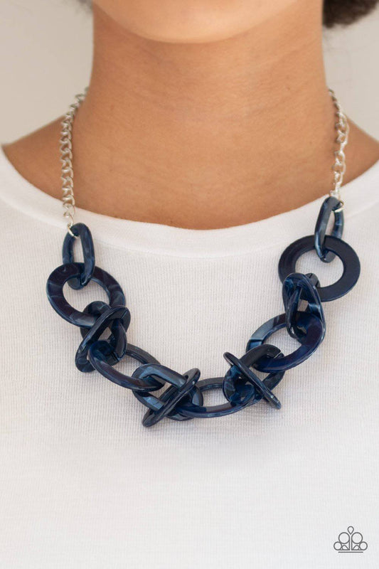 Chromatic Charm - Blue Acrylic Necklace - Paparazzi Accessories - GlaMarous Titi Jewels