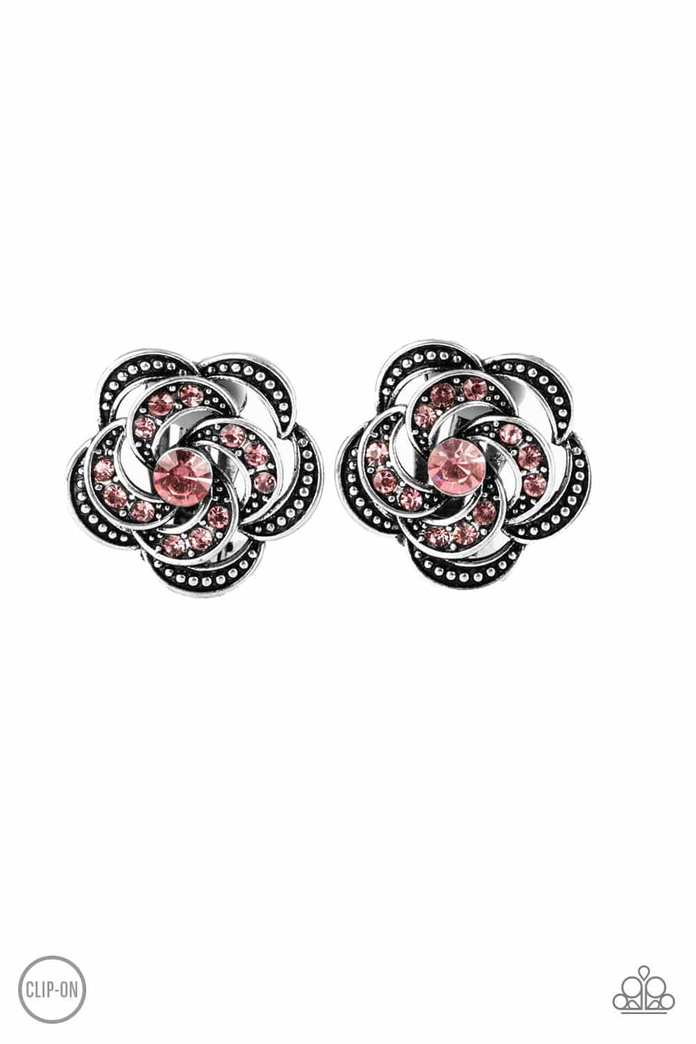 Garden Glitter Pink Clip-on Earrings - Paparazzi Accessories - GlaMarous Titi Jewels