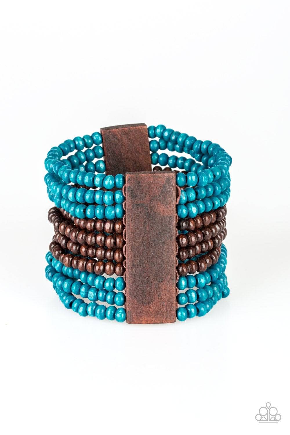 JAMAICAN Me Jam - Blue Wood Bracelet - Paparazzi Accessories - GlaMarous Titi Jewels