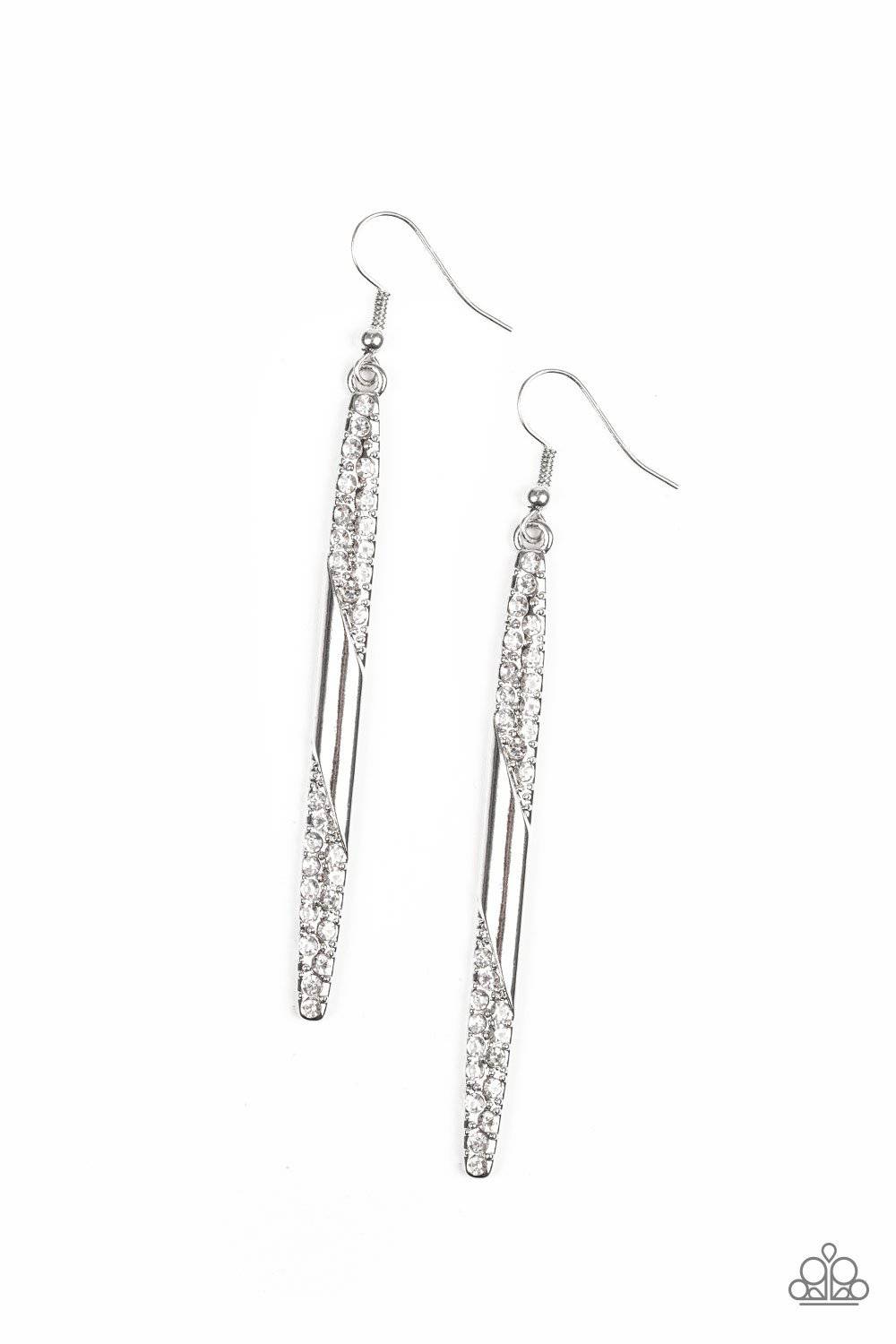 Award Show Attitude  White Earrings - Paparazzi Accessories - GlaMarous Titi Jewels