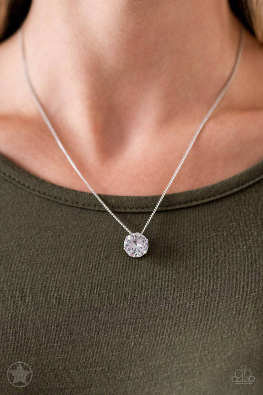 What A Gem - White Rhinestone Blockbuster Necklace - Paparazzi Accessories - GlaMarous Titi Jewels