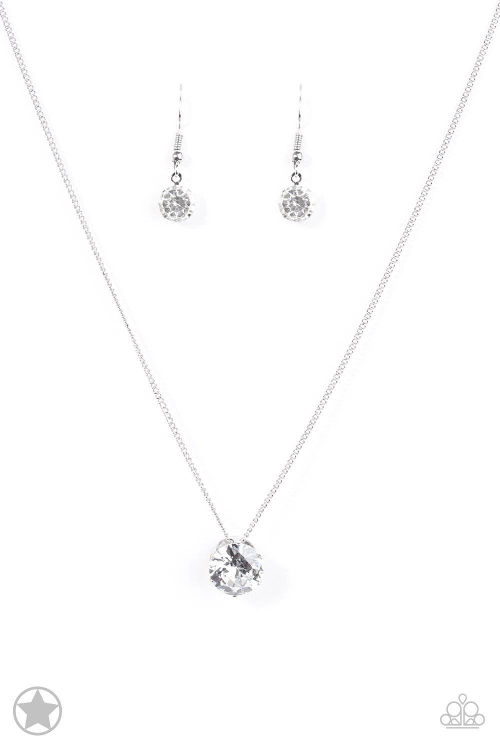 What A Gem - White Rhinestone Blockbuster Necklace - Paparazzi Accessories - GlaMarous Titi Jewels