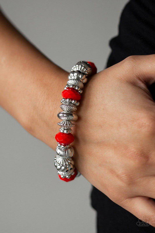Live Life To The COLOR-fullest - Red Bead Stretchy Bracelet - Paparazzi Accessories - GlaMarous Titi Jewels