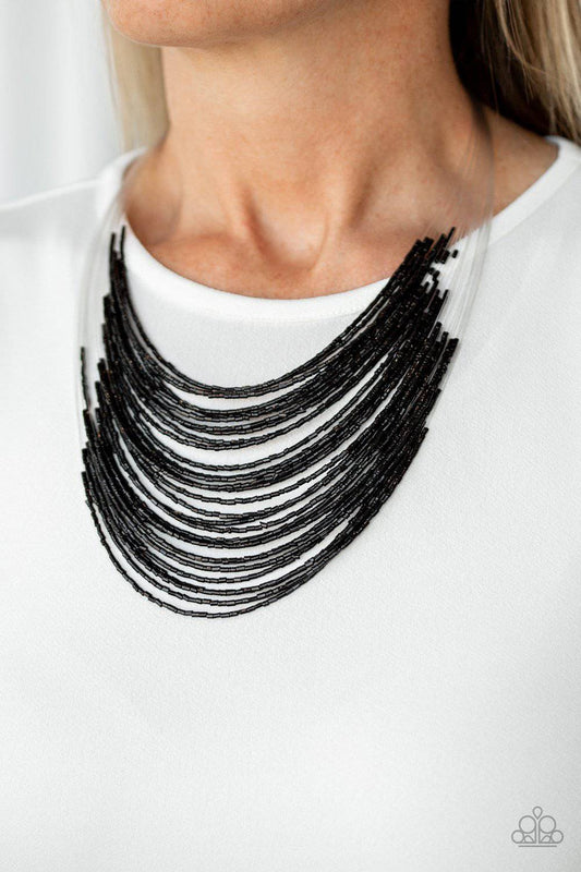 Catwalk Queen - Black Seed Bead Necklace - Paparazzi Accessories - GlaMarous Titi Jewels