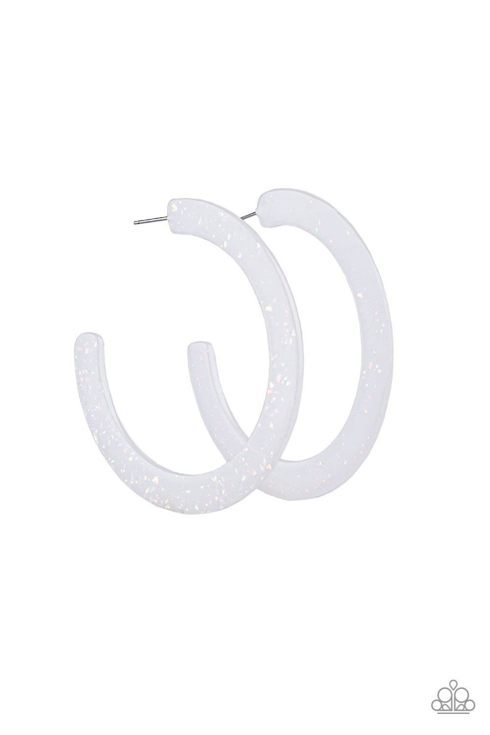 HAUTE Tamale - White Acrylic Earrings - Paparazzi Accessories - GlaMarous Titi Jewels