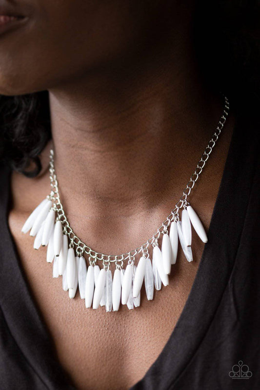 Full of Flavor - White Fringe Bead Necklace - Paparazzi Accessories - GlaMarous Titi Jewels