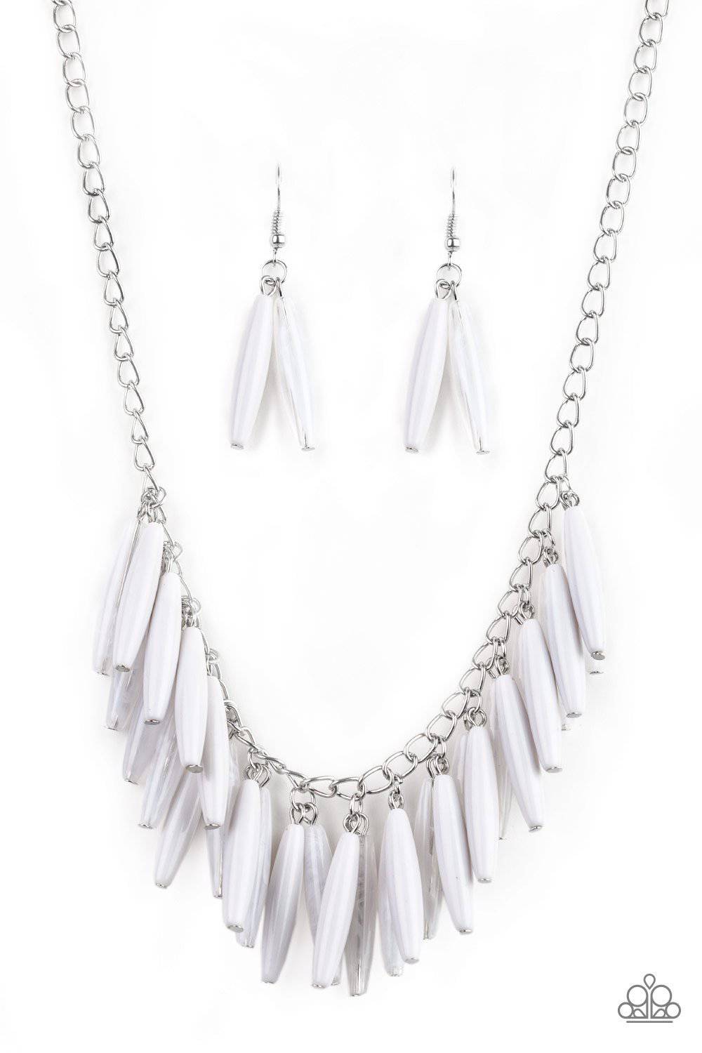 Full of Flavor - White Fringe Bead Necklace - Paparazzi Accessories - GlaMarous Titi Jewels