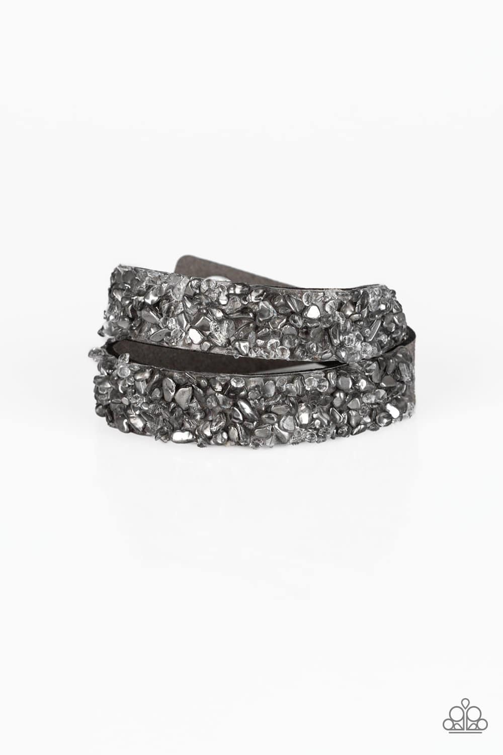 CRUSH Hour - Silver Crushed Rock Wrap Bracelet - Paparazzi Accessories - GlaMarous Titi Jewels