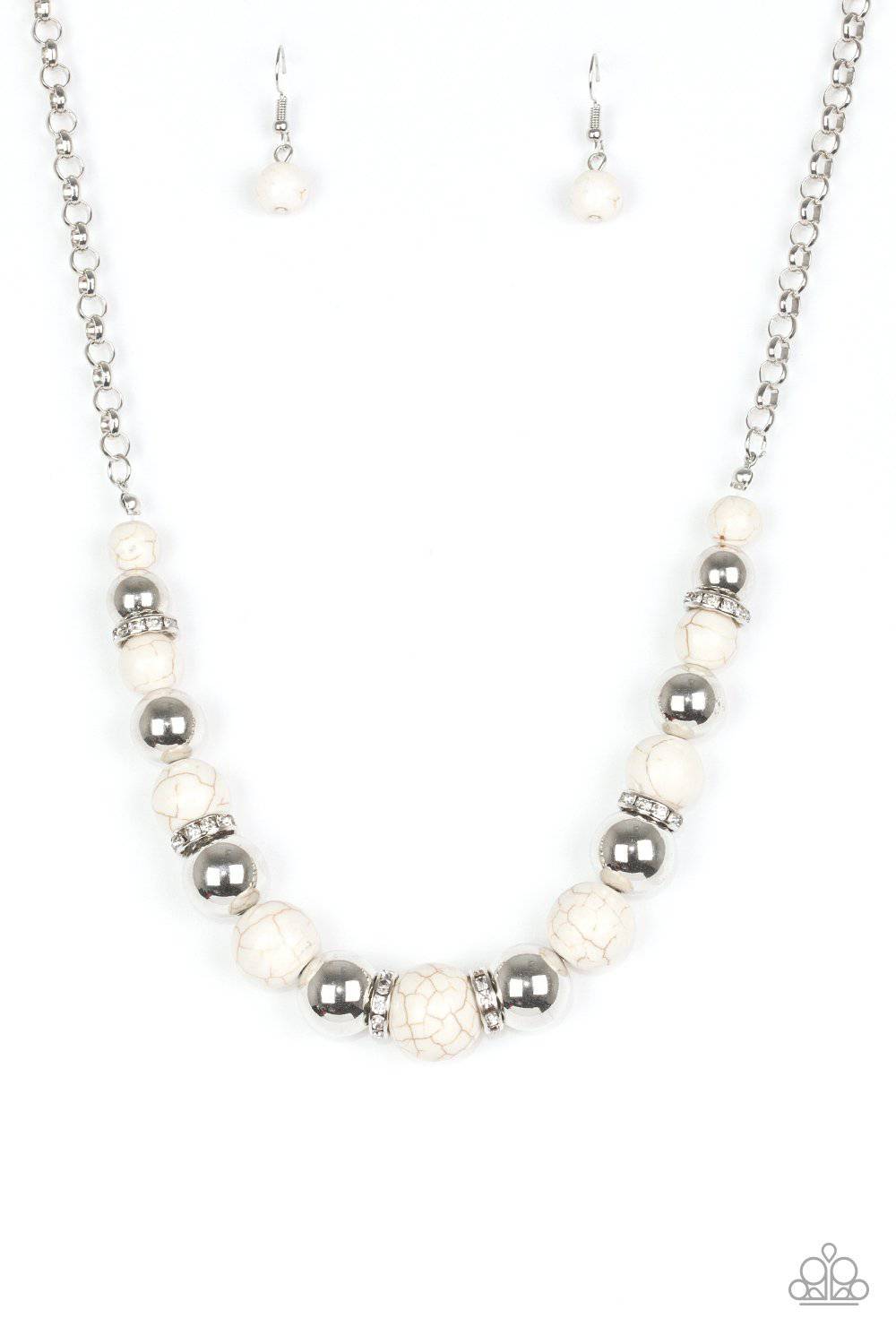 The Ruling Class - White Stone Bead Necklace - Paparazzi Accessories - GlaMarous Titi Jewels