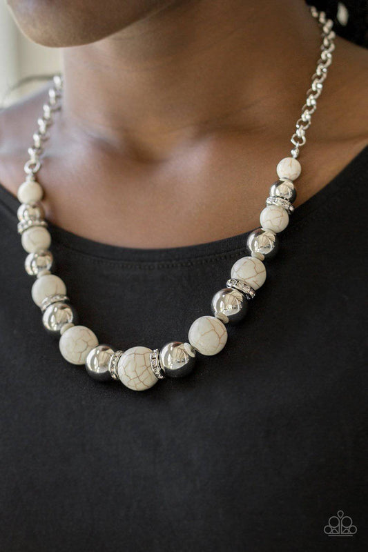 The Ruling Class - White Stone Bead Necklace - Paparazzi Accessories - GlaMarous Titi Jewels