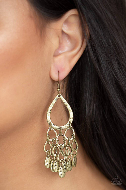 Teardrop Trinket - Brass Teardrop Bead Earrings - Paparazzi Accessories - GlaMarous Titi Jewels