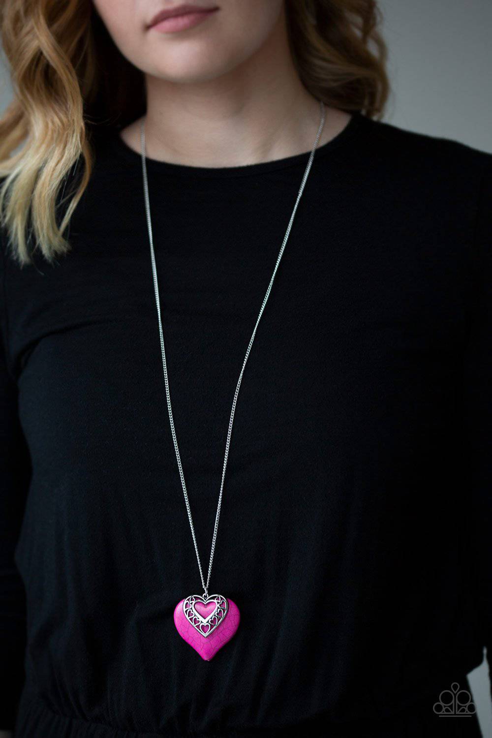 Southern Heart - Pink Heart Necklace - Paparazzi Accessories - GlaMarous Titi Jewels