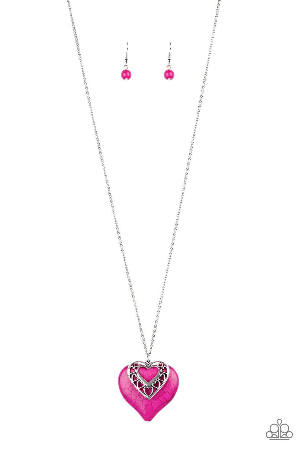 Southern Heart - Pink Heart Necklace - Paparazzi Accessories - GlaMarous Titi Jewels