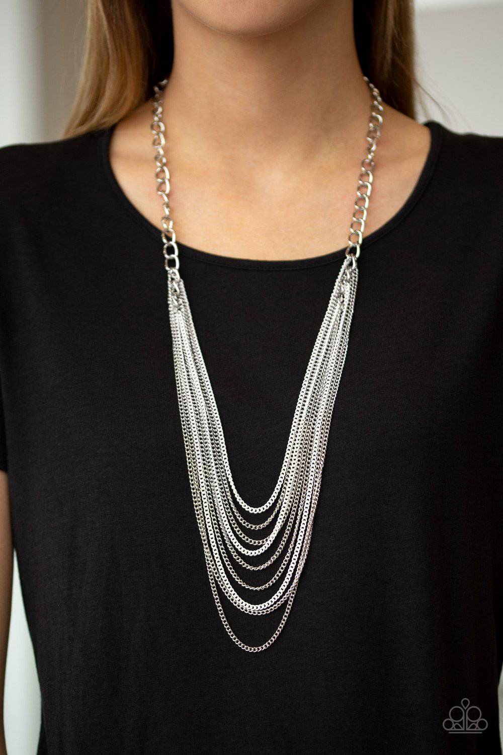 Rebel Rainbow - White & Silver Chain Necklace - Paparazzi Accessories - GlaMarous Titi Jewels