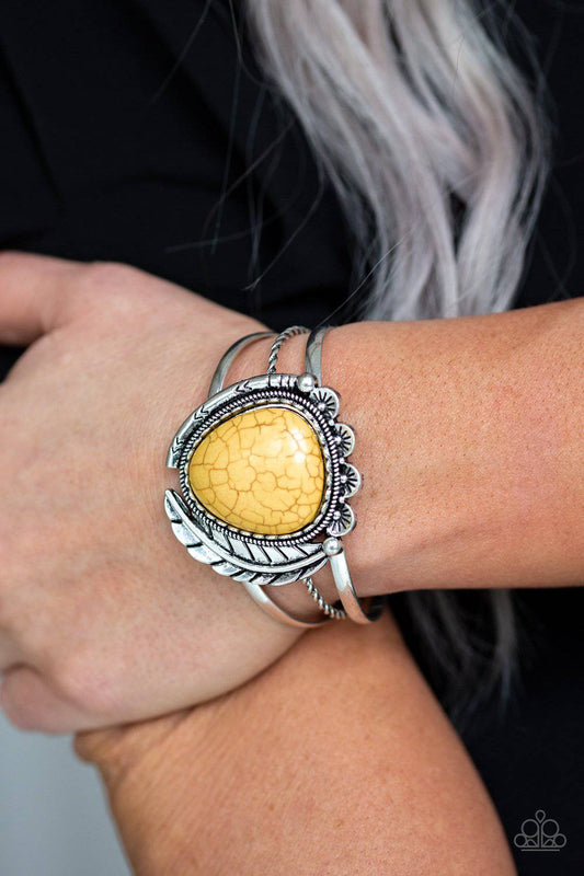 Natures Bounty - Yellow Stone Cuff Bracelet - Paparazzi Accessories - GlaMarous Titi Jewels