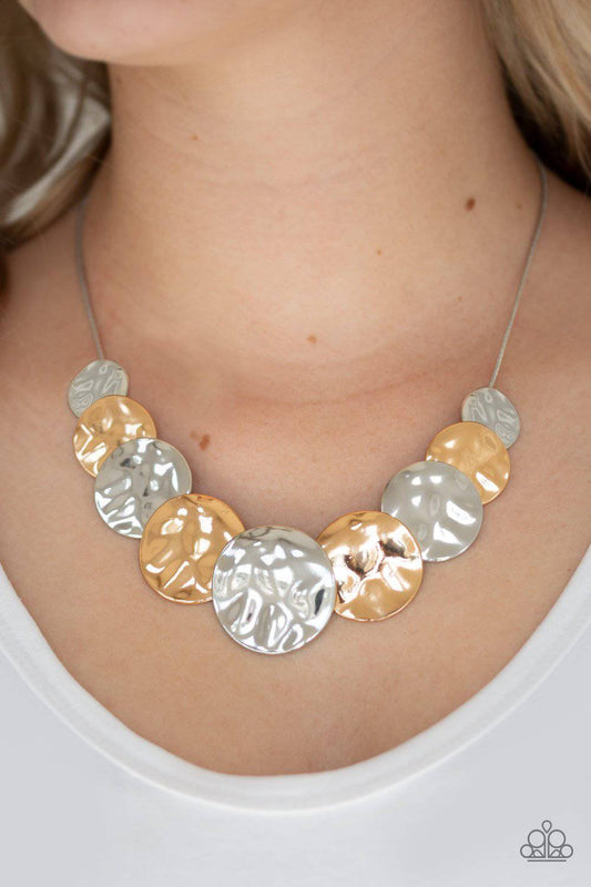 A Daring DISCovery - Silver & Gold Necklace - Paparazzi Accessories - GlaMarous Titi Jewels