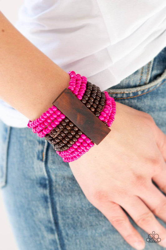 JAMAICAN Me Jam - Pink Wood Bracelet - Paparazzi Accessories - GlaMarous Titi Jewels