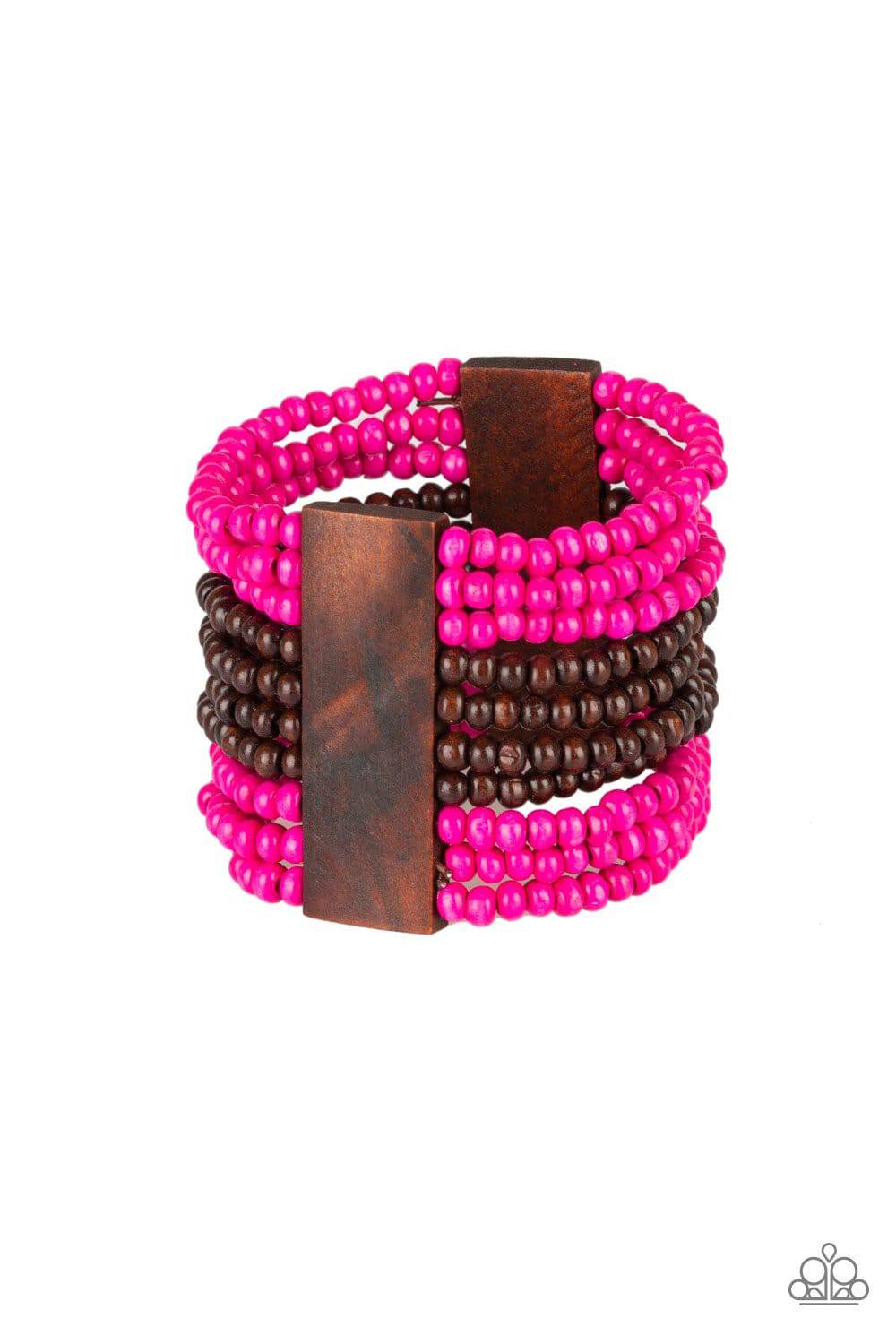 JAMAICAN Me Jam - Pink Wood Bracelet - Paparazzi Accessories - GlaMarous Titi Jewels