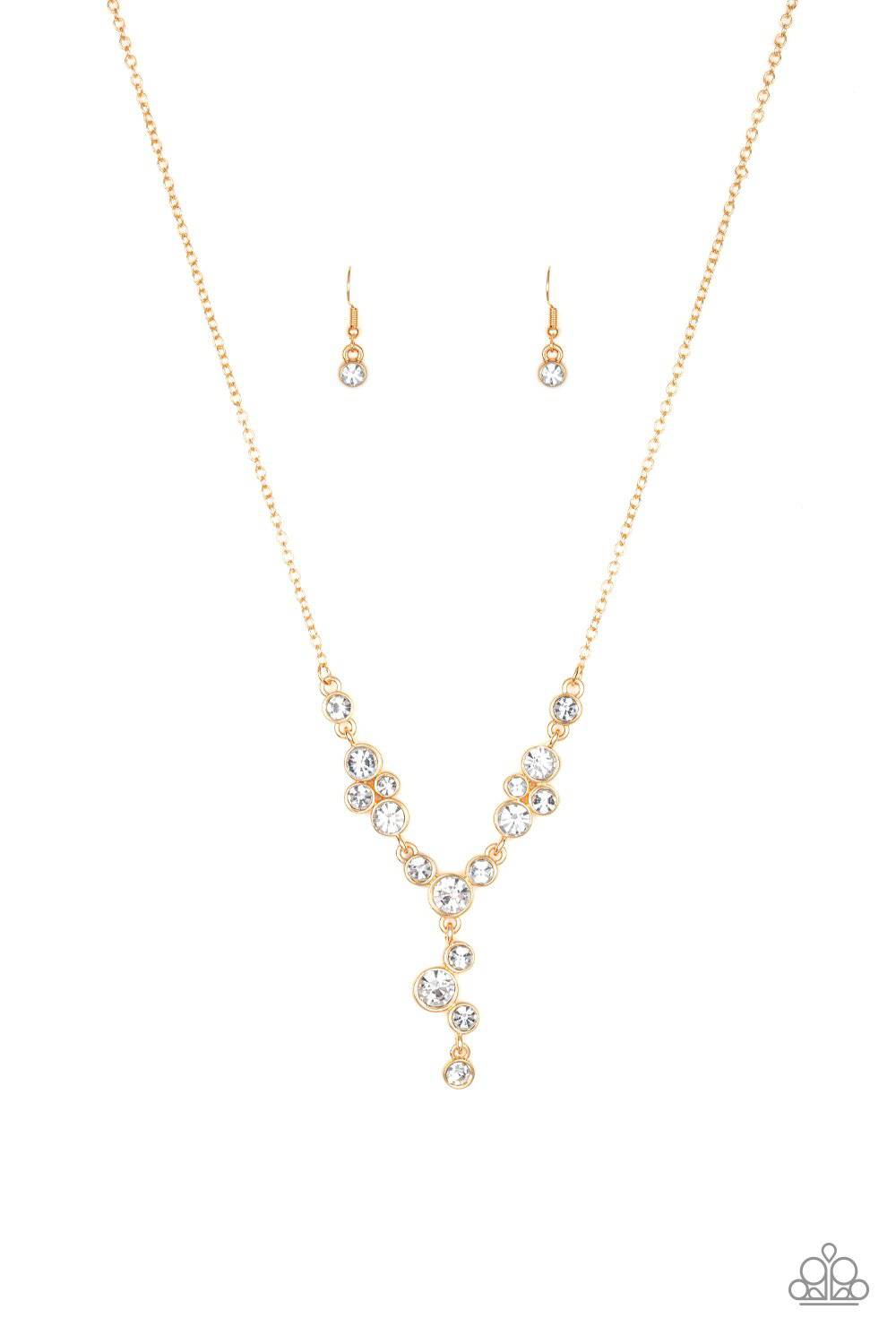 Five-Star Starlet - Gold Rhinestone Necklace - Paparazzi Accessories - GlaMarous Titi Jewels