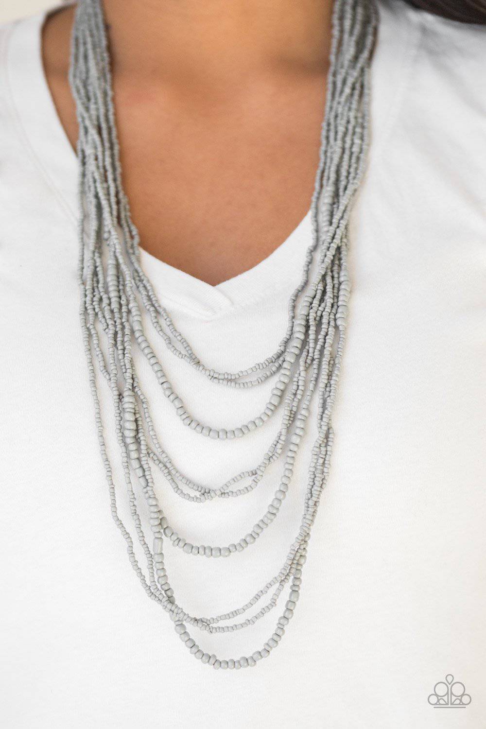 Totally Tonga - Silver Seed Bead Necklace - Paparazzi Accessories - GlaMarous Titi Jewels
