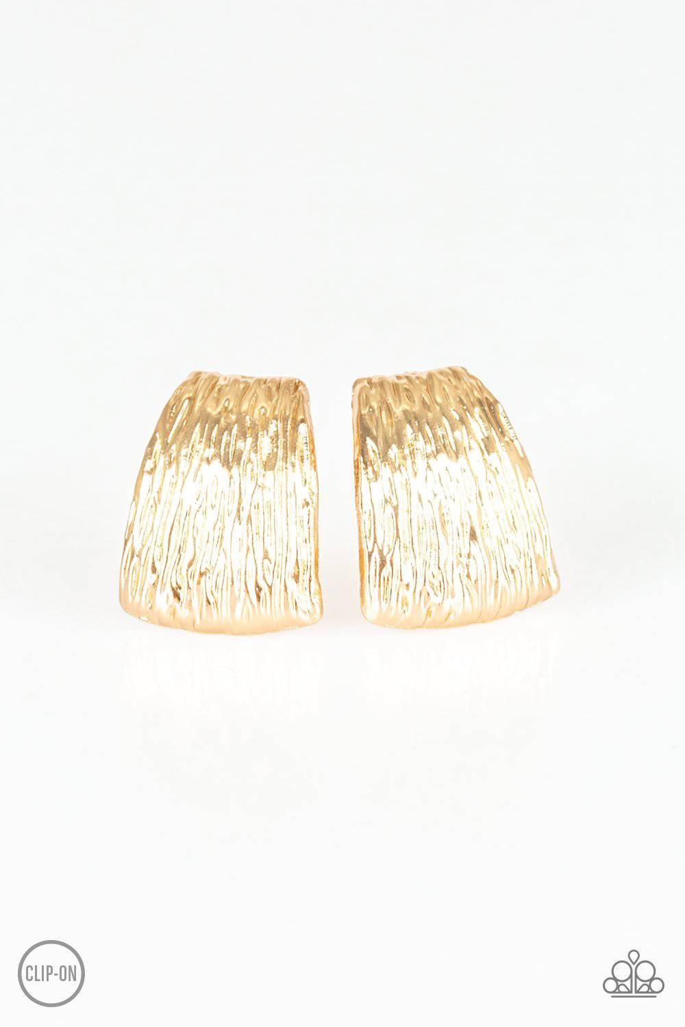 Superstar Shimmer Gold Clip-on Earrings - Paparazzi Accessories - GlaMarous Titi Jewels