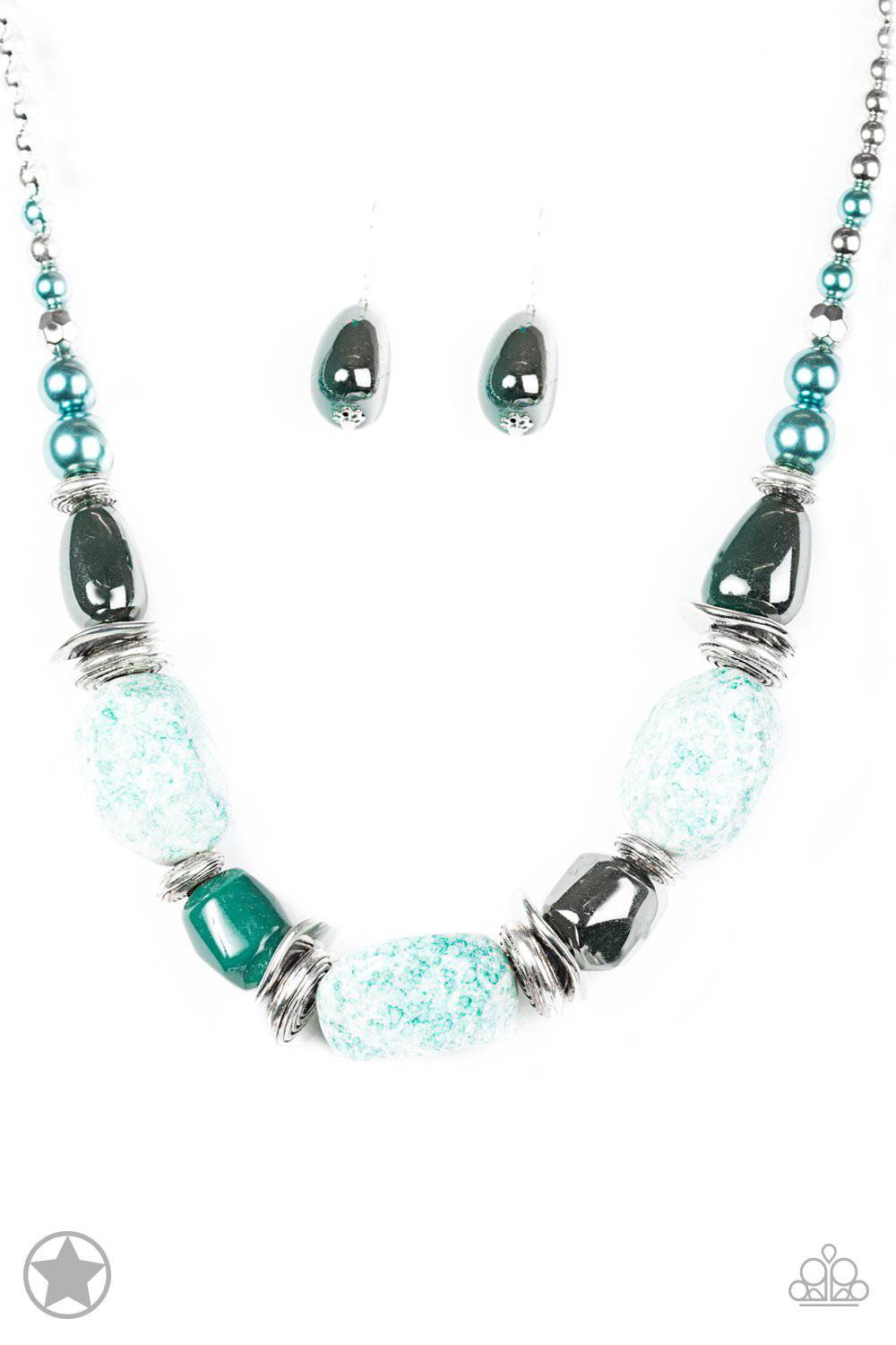 In Good Glazes - Blue Blockbuster Necklace - Paparazzi Accessories - GlaMarous Titi Jewels
