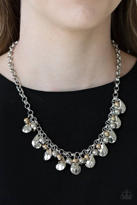 Stage Stunner - Silver & Gold Bead Necklace - Paparazzi Accessories - GlaMarous Titi Jewels